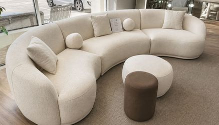 Beige Ivory Curved Sectional $50 down payment