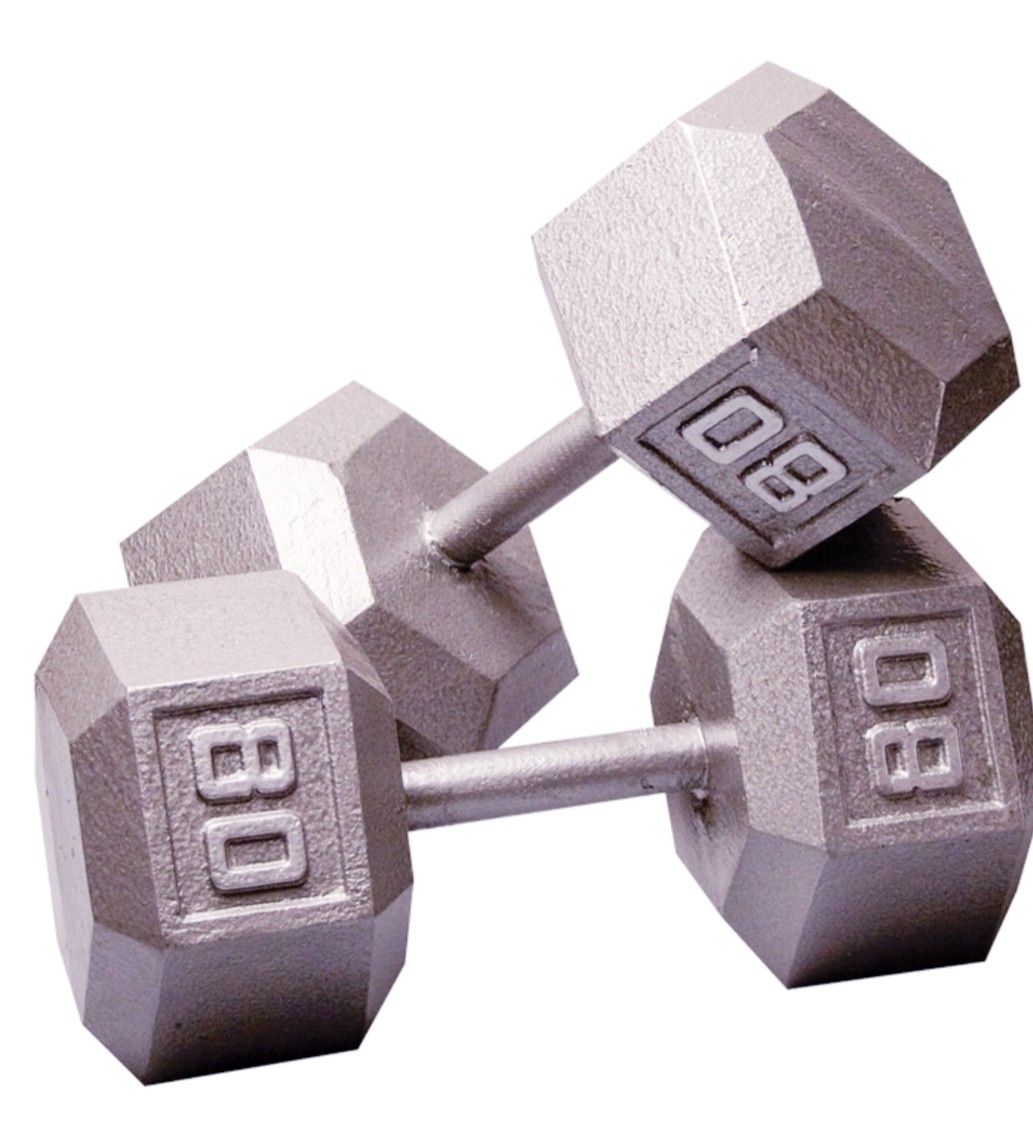 2 x 80 lb dumbbells weights