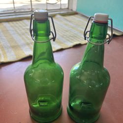 Antique Green Bottles
