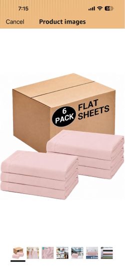 Bulk Twin Flat Sheets Only, 6 Pack Quick Sort Top Bed Sheet, Color-Coded Label Threads, Wrinkle-Free Shrinkage Durable Microfiber Hotel Motel Airb&bs 