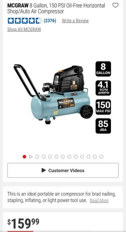 McGraw 8 Gallon 150 PSI Oil-Free Air Compressor