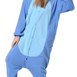 BRAND NEW BlueUnisex Alien Animal OnesieCostume SMALL Soft Plush Hooded Pajamas forHalloween Cosplay, Party, Lounge and Sleepwear 