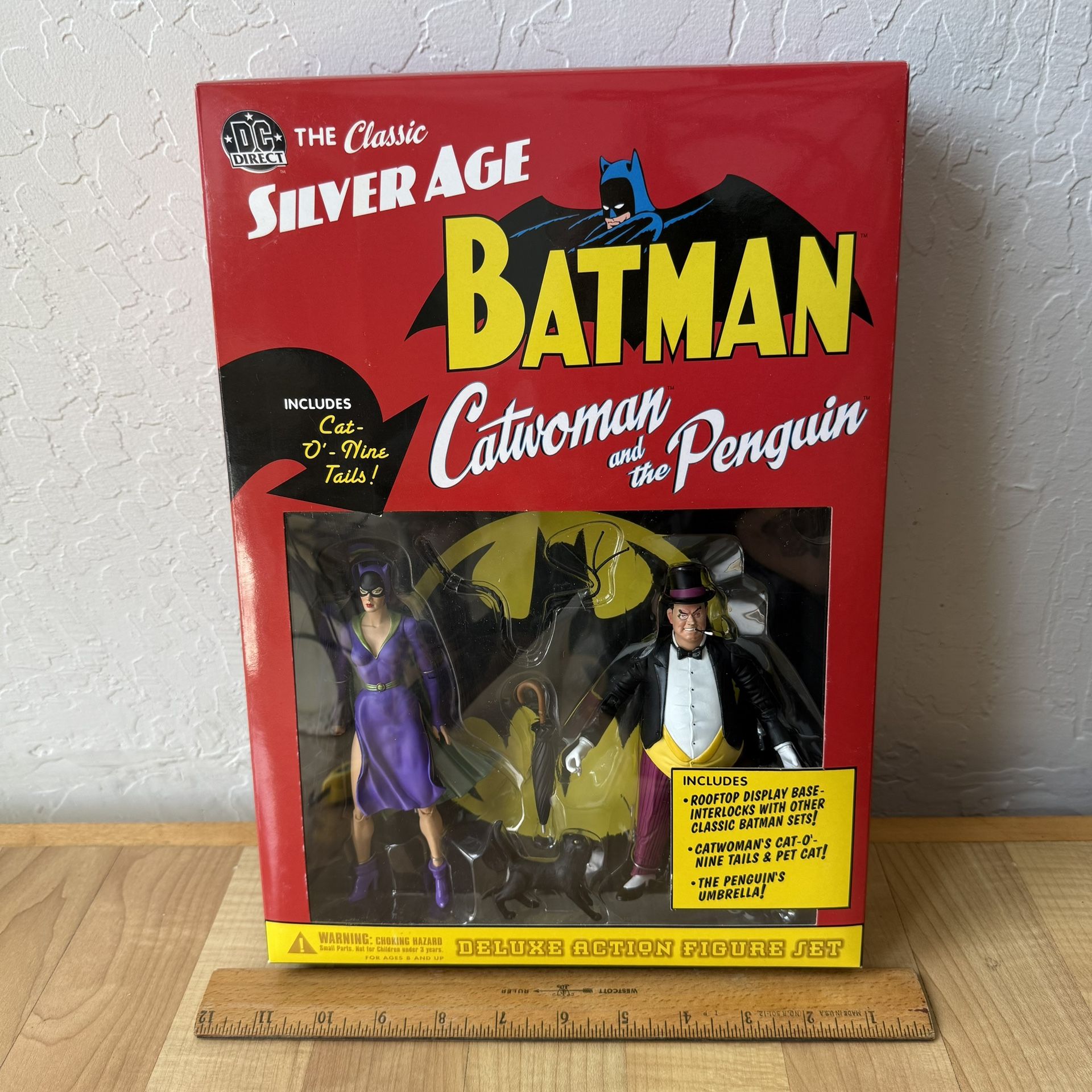 Vintage DC Direct Action Figure Set Classic Silver Age Catwoman & The Penguin