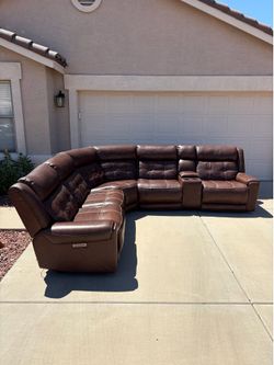 Leather Reclining Sectional Couch