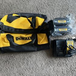 Dewalt 2 Battery 20 V, Charger And Tool Bag Combo (Brand New)