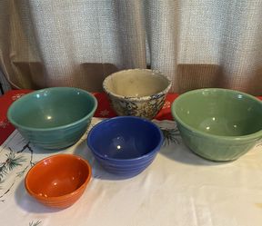 SALE! Vintage USA Oven Ware Pottery Mixing Bowls