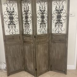 Room Divider, Home Decor, Wood + Metal, 73” x 85”