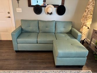 Very Stylish, Cozy Greenish Tone L-Shape Sofa/Couch