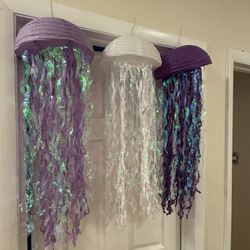 Set Of Six Paper Jellyfish Decor 