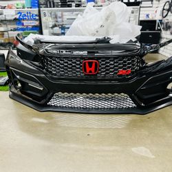 2016-2021 Honda Civic Type R Style Front Bumper Cover Kit Sedan Coupe 10th HACHTBACK PAINTED BLACK POLYURETHANE NEW