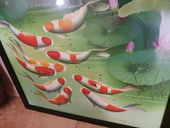 Framed Koi Fish Canvas Art