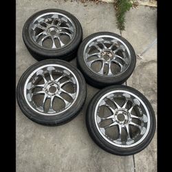 4 — 225/45r18 215/45r18 4x100 4x3.94 4x4.5 4x114.3 Honda Civic Accord Xa Xb Ia Corolla Chrome Wheels Rims Tires!