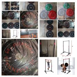 Bumper Weight Plates, Olympic Bar, Curl Bar, Weight Station Rack, Step Platform, Pullup Bar 
