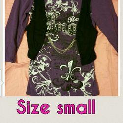 Girl blouse with attached black Vest.This Is Available In Sizes Small, Medium , Large 