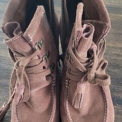 Womens Suede Ankle Wedge Boots- Size 7. 