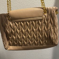 Tan Quilted Shoulder Bag 