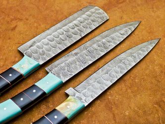 Handmade Damascus Steel 3 Piece Chef Knife Set