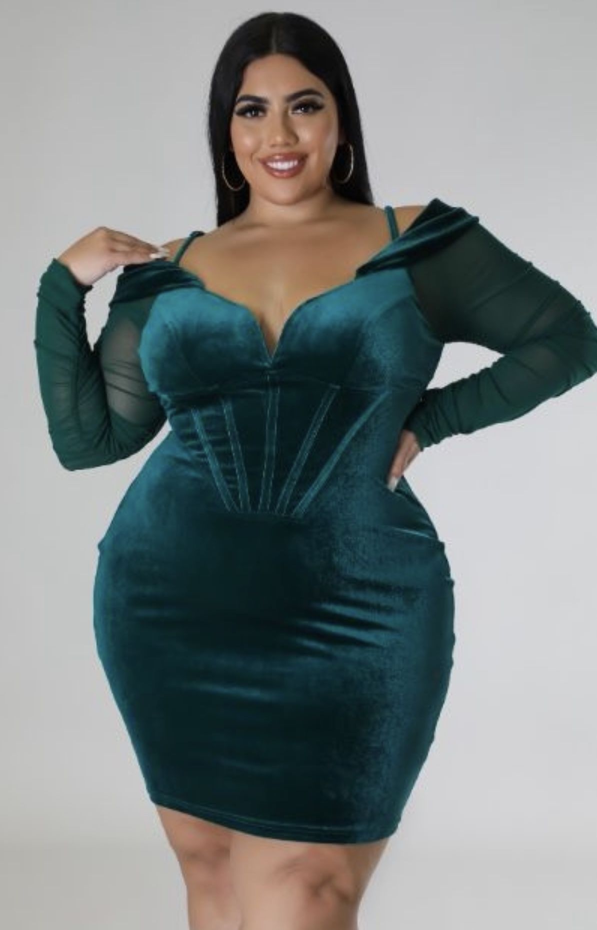 Holidays Velvet Corset Midi Hunter Green Dress
