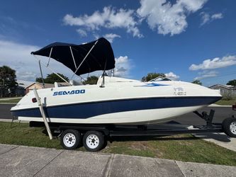 2002 Sea-Doo Speedboat with Bimini Top and Trailer
