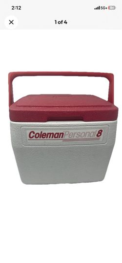 Vintage Coleman Personal 8 Cooler Red White Lunch Cooler Made in USA