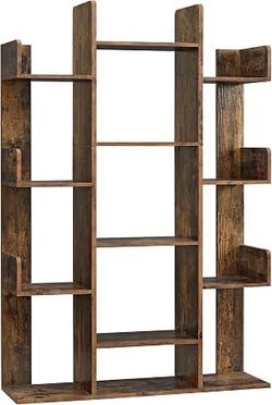 Bookshelf with 13 Storage Shelves, 9.8 x 33.9 x 55.1 Inches Book Shelf, for Living Room, Home Office, Dining Room, Rustic Brown, CUSTOS Collection ULB