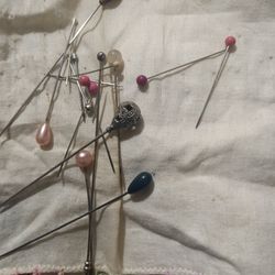 Victorian Hat Pins, And Handkerchief 15 .