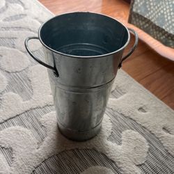 Silver Tin Flower Vase Farmhouse Decor