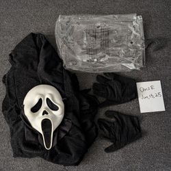 Rare 25th Anniversary Ghostface Adult Robe And Mask 