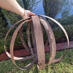 Garden Metal Sphere Sculpture Reclaimed Rusty Whisky Barrel hoop rings Lot of 5 For DYI Project Lamp Making Rustic