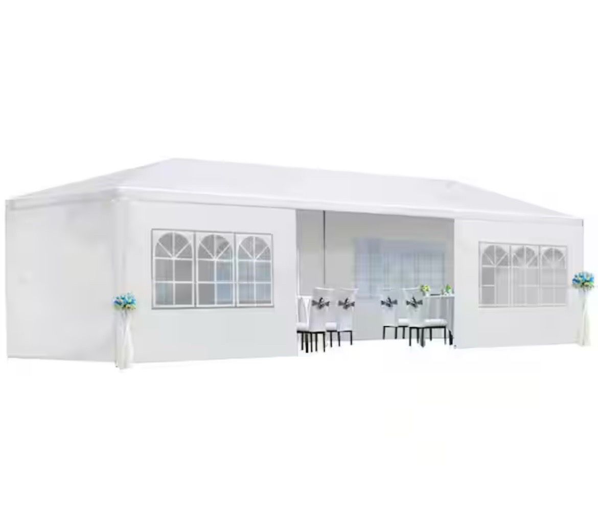 New in box 10 ft. x 30 ft. White Wedding Party Canopy Tent Outdoor Gazebo with 8 Removable Sidewalls