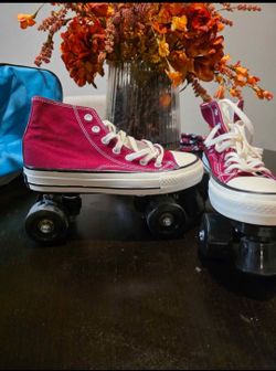 Red High-Top Canvas Roller Skates