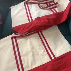 Red and White Zipper Totes 