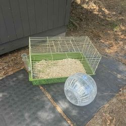 Guinea pig/bunny cage, Exercise Ball And Glass Water Bottle 