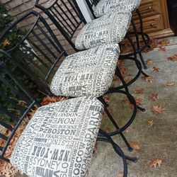 Durable Stool Set -4 Wrought Iron