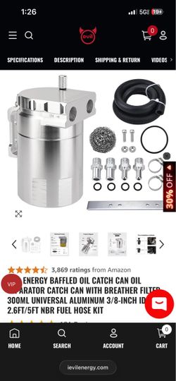 Universal Aluminum Baffled Oil Catch Can Kit