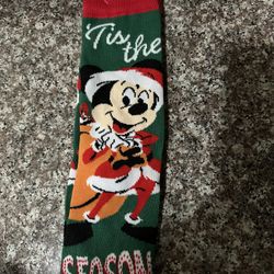 Disney Mickey Mouse Christmas Socks Men’s Shoe Size 9-12 Ladies Shoe Size 10-13