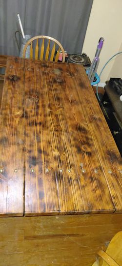 Handmade table with benches