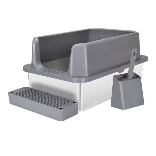 New Extra Large anti leak high sided stainless steel bottom (Repels Odors)grey top,scoop,foot pedal