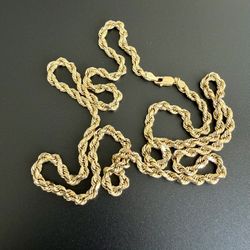 26" 4mm 14k Solid Gold Diamond Cut Rope Chain