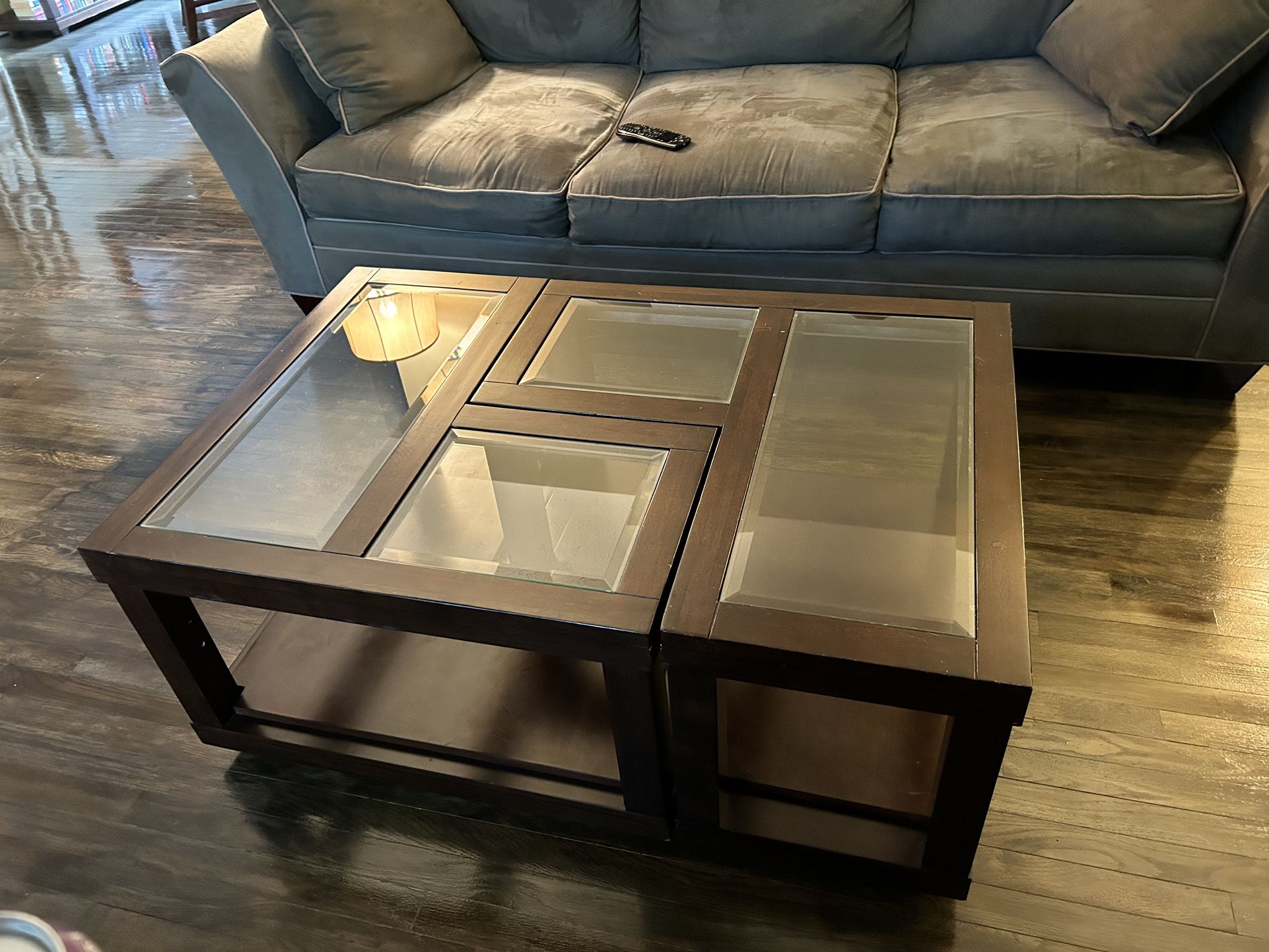 Wood & Glass Coffee/End Tables + Side Table