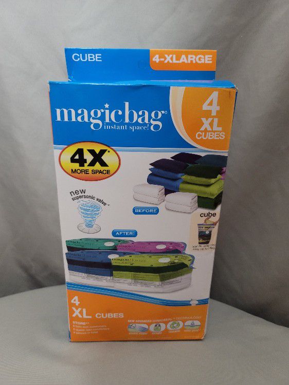 New Magicbag Original Instant Space 4 XL Cubes Vacuum Compression Seal Storage Bags  - 4 XL Bags - 