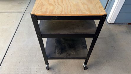 Rolling Cart with Wood Top