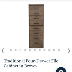 Traditional Four-Drawer File Cabinet in Brown PICK UP ONLY