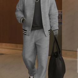 Striped Trim Jacket Pants Set