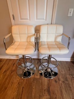 Bar Stools - light beige, swivel, adjustable height