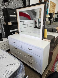 Free local delivery white dresser mirror 2pc special