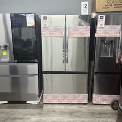 Samsung - 32 cu. ft. Mega Capacity Standard Depth 3-Door French Door Refrigerator in Stainless Steel with Dual Auto Ice Maker