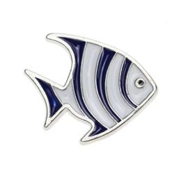 Nautical Fish Brooch Jewelry Gift Blue and White