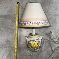 vintage Butterfly Colorful Table Lamp Embossed Design Floral Ceramic Hand Made