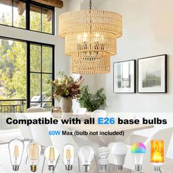 Rattan Chandelier, 3-Tier farmhouse